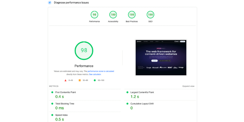 page speed insights